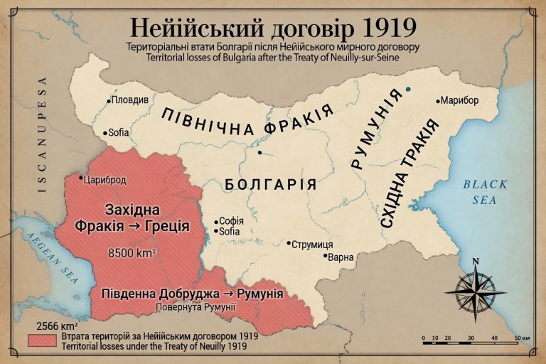 Неїський договір 1919 року: територіальні втрати, військові обмеження та економічний тягар Болгарії